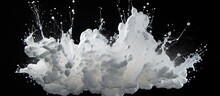 A High-speed Photograph Capturing The Moment Of A Milk Splash On A Black Background