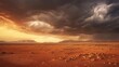 Stormy sky over the desert landscape background