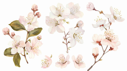  Spring Blossoms Clip Art - Delicate illustration of blooming flowers