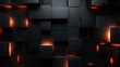 © Zainab - Abstract dark geometric black anthracite 3d texture wall with squares and rectangles background banner illustration with glowing lights