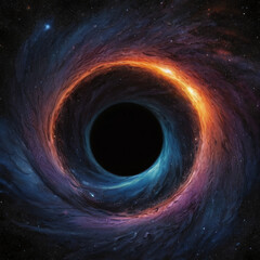 Wall Mural - Black hole seen from a planet, illustration