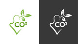 Fototapeta  - CO2 logo. Reducing CO2 emissions to stop signs of climate change.