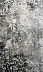 Canvas Print - Aged concrete wall with cracked and peeling monochrome paint, creating a vintage grunge texture.