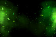 Green sparks with Fire and green smoke effect. Burning particles flames Elements, campfire, magic glow overlay