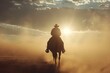 © Anastasiia - Thrilling Action and Western Tradition: Cowboy on Bucking Bronco in Rodeo Arena. Concept Cowboy, Bucking Bronco, Rodeo Arena, Thrilling Action, Western Tradition