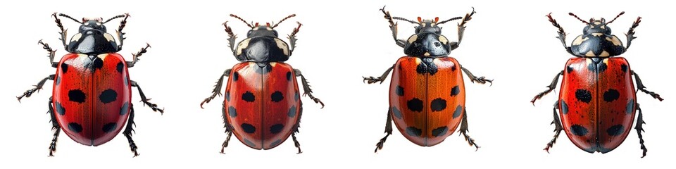 Wall Mural - Set of ladybugs isolated on transparent background