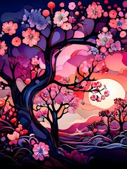 Wall Mural - tree with flowers