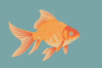 Wall Mural - Goldfish Flat Illustration