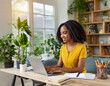 © OceanProd - american african woman, typing in home office and laptop for research in remote work