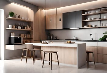 Wall Mural - modern kitchen interior with kitchen