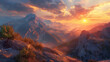 Sunset View from the Top of a Mountain offers a breathtaking spectacle of nature's beauty
