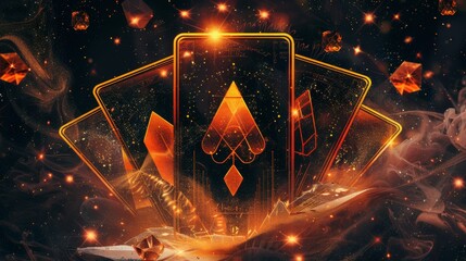 Wall Mural - Taro cards with abstract glowing background. Magic occult background.