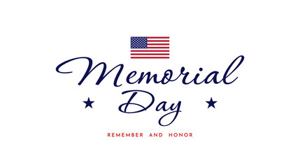 Wall Mural - Memorial Day text lettering. Hand drawn text design for memorial day in USA. Vector illustration
