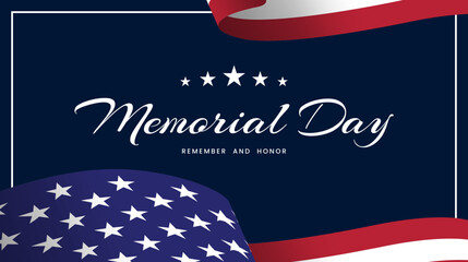 Wall Mural - Memorial Day background design. Remember and honor with the USA flag. Vector illustration