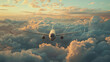 Airplane in the sky and full of clouds,