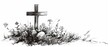 Hand drawn style illustration of an Easter cross isolated on a white background.