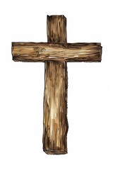 Wall Mural - Hand drawn style illustration of an Easter cross isolated on a white background.