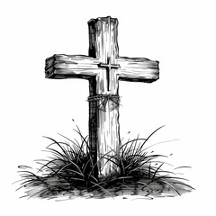 Poster - Hand drawn style illustration of an Easter cross isolated on a white background.