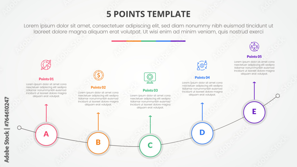 5 points stage template infographic concept for slide presentation with ...