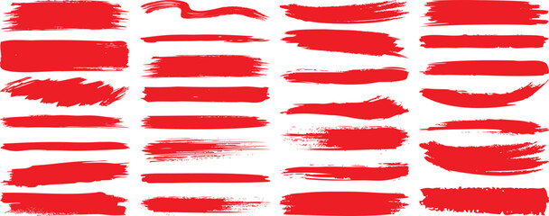 red brush strokes vector on a white background, perfect for creative designs and art projects