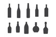 set bottle glass silhoutte, icon bottle.