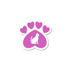 Canvas Print - Paw print cat icon isolated on transparent background