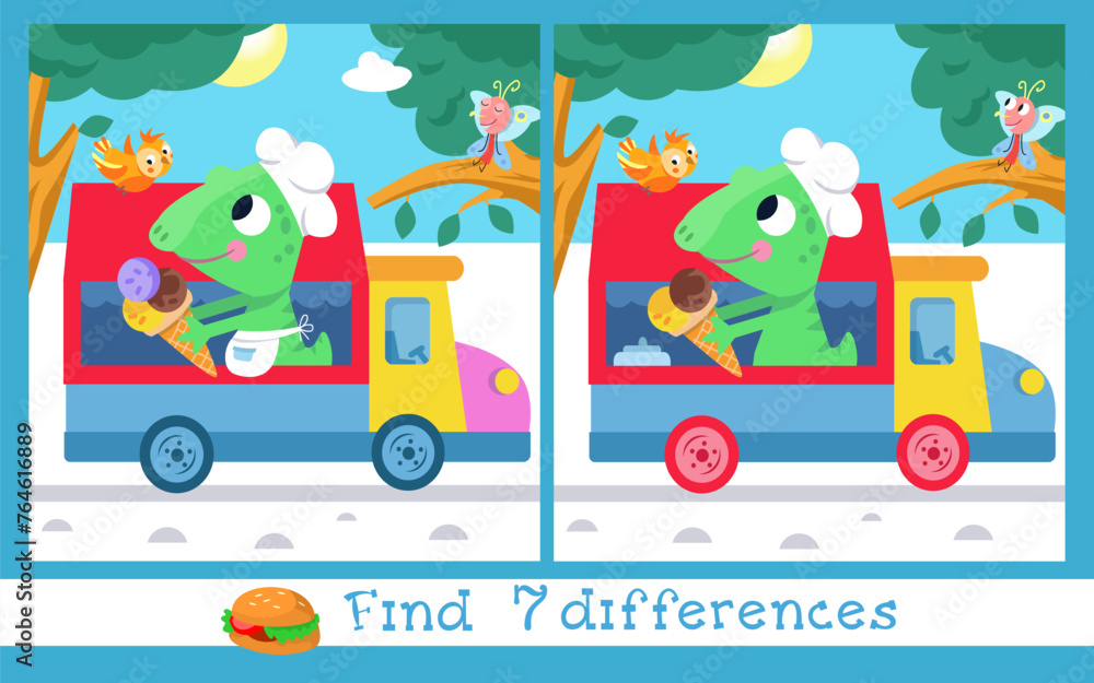 Find 7 differences. Game for children. Card with cute cartoon style ...