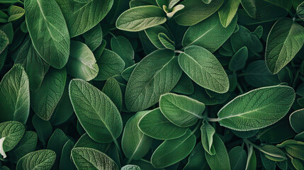 Sage top-down shot, close-up macro, herb, modern, symmetrical vibrant eco background, isolated, abstract organic nature-inspired natural textures banner background, sunny, bright, natural light