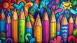 Colorful back-to-school doodles and pencils: vibrant educational background for students and teachers