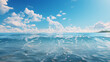 Blue sea water surface with waves and blue sky. Natural background. Generate AI
