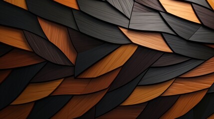 Wall Mural - Geometric Shapes Blending with Natural Wood Textures