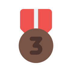 Sticker - bronze medal flat icon