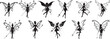 Fairy magic silhouettes set, large pack of vector silhouette on png