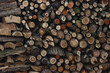 Fire wood stock ready for winter season. Cut wood texture