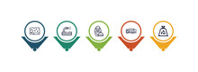 outline icons set from cleaning concept. editable vector included sponges, garden hose, deodorizer, garbage, trash bag icons.
