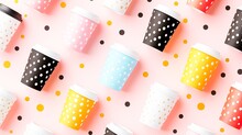 Pastel Coffee Cup Seamless Pattern Tiles For Morning Design. AI Generated.