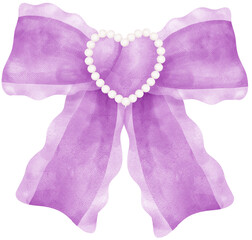 Wall Mural - Purple Coquette ribbon bow aesthetic watercolor