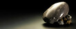 Hubeite is rare precious natural stone on black background. AI generated. Header banner mockup with space.