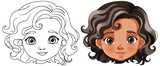 Fototapeta Desenie - Two cartoon kids with different hairstyles and features.