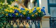 Ukrainian balcony with flowers as the color of the flag