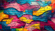 Abstract graffiti painting on concrete wall