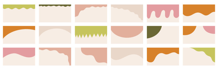 Wall Mural - array of varied shapes suitable for website headers or footers in modern organic boho colors palette