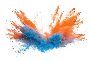 Wall Mural - orange and blue color powder pulver explosion isolated on white or transparent png