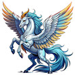 Pegasus Spreading Its Wings Formidable and Elegant Vector Illustration