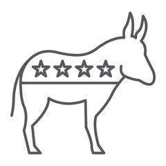 Wall Mural - Democratic donkey line icon, outline style icon for web site or mobile app, election and politics, democratic donkey vector icon, simple vector illustration, vector graphics.