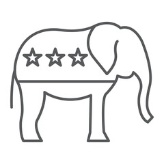 Wall Mural - Republican elephant line icon, outline style icon for web site or mobile app, election and politics, republican elephant vector icon, simple vector illustration, vector graphics.