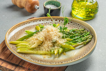 Wall Mural - roasted asparagus dish with parmesan cheese