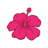 Fototapeta Do przedpokoju - Logo vacaciones en Hawái. Silueta de flor de hibisco con líneas y relleno