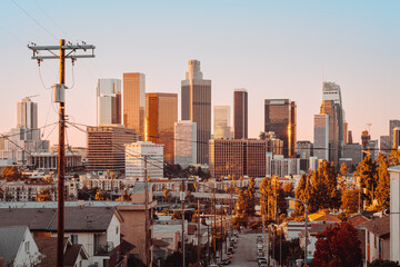 Wall Mural - the skyline of los angeles during sunrise