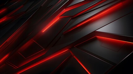 Wall Mural - 3d rendering of black and red abstract geometric background. Scene for advertising, technology, showcase, banner, game, sport, cosmetic, business, metaverse. Sci-Fi Illustration. Product display